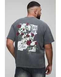 Boohoo - Plus Oversized Washed Floral Print T-Shirt - Lyst