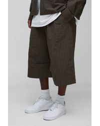BoohooMAN - Plus Check Ripstop Pleat Knee Baggy Shorts - Lyst