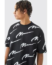 BoohooMAN - Man Signature All Over Print Oversized T-shirt - Lyst