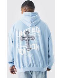 Boohoo - Plus Core Fit Overdyed Cross Graphic Hoodie - Lyst