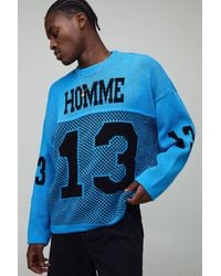 BoohooMAN - Varsity Jacquard Knitted Long Sleeve Hockey Top - Lyst