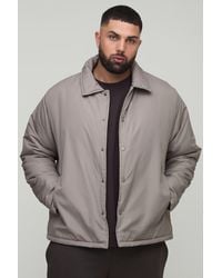 BoohooMAN - Plus Regular Fit Padded Collared Coach Jacket - Lyst