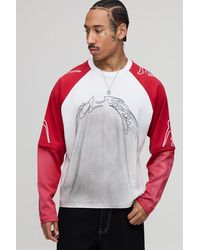 BoohooMAN - Oversized Boxy Raglan Faux Layer Graphic Washed T-Shirt - Lyst