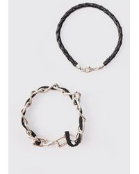 BoohooMAN - 2 Pack Rope And Chain Bracelets - Lyst