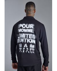 BoohooMAN - Long Sleeve Viscose Blurred Back Print Shirt - Lyst