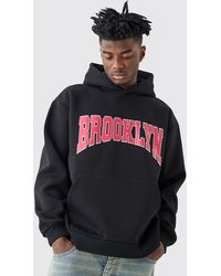 BoohooMAN - Oversized Brooklyn Varsity Hoodie - Lyst