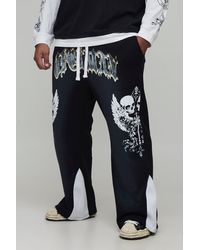 Boohoo - Plus Relaxed Flare Spray Washed Skull Gusset Jogger - Lyst