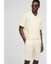 Boohoo - Conjunto Oversize De Pantalón Corto Y Camisa Recta De Lino Con Solapas - Lyst