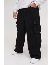 Boohoo - Vaqueros Plus Cargo Holgados Sin Tratar - Lyst