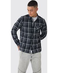 BoohooMAN - Regular Fit Long Sleeve Flannel Shirt - Lyst