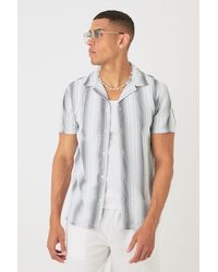 BoohooMAN - Open Stitch Sheer Stripe Shirt - Lyst