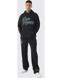 BoohooMAN - Tall Pour Homme Varsity Hoodie & Relaxed Fit Jogger Tracksuit - Lyst