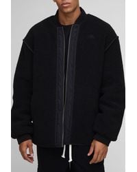 BoohooMAN - Oversized Fit Nylon Panel Borg Reversible Quilted Bomber Jacket - Lyst