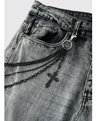 BoohooMAN - Cross Jean Chain In Black - Lyst