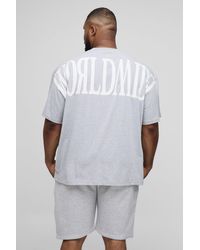 BoohooMAN - Plus Oversized Worldwide Over Seam Print T-shirt & Short Set - Lyst