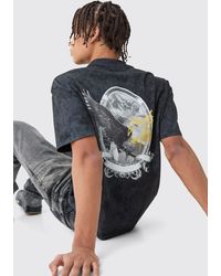 BoohooMAN - Oversized Acid Wash Eagle Heavyweight T-shirt - Lyst