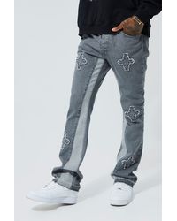 Boohoo - Slim Rigid Panelled Flare Jeans - Lyst