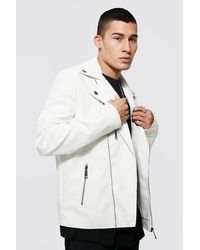 BoohooMAN Faux Leather Moto Jacket in Black for Men - Lyst