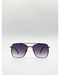BoohooMAN - Svnx Silver Aviator Sunglasses With Metal Frames - Lyst