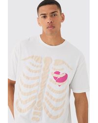 BoohooMAN - Oversized Extended Neck Heart Breaker T-shirt - Lyst