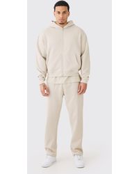 BoohooMAN - Man Signature Boxy Zip Through Hooded Tracksuit - Lyst