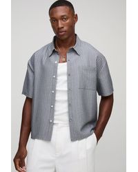 Boohoo - Pinstripe Oversized Short Sleeve Shirt - Lyst