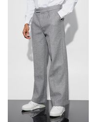 BoohooMAN - Wool Look Wide Fit Tailored Trousers - Lyst
