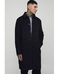 BoohooMAN - Tall Plain Regular Fit Collared Overcoat - Lyst