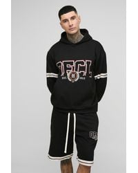 BoohooMAN - Tall Oversized Boxy Ofcl Applique Hoodie & Basketball Set Short Set - Lyst