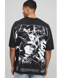BoohooMAN - Oversized Over The Seam Gothic Acid Wash T-Shirt - Lyst