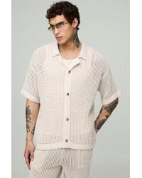 BoohooMAN - Oversized Revere Knitted Shirt & Relaxed Trouser Set - Lyst