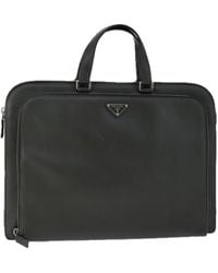 BoohooMAN - Prada Preloved Classic Leather Briefcase Unisex - Black Business Bags - Lyst