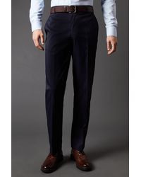 BoohooMAN - Navy Twill Stretch Tailored Fit Smart Trousers - Lyst