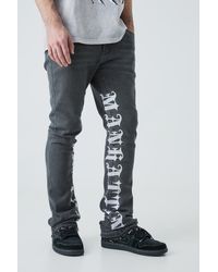 BoohooMAN - Skinny Stretch Stacked Embroidered Gusset Jeans - Lyst