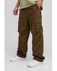 BoohooMAN - Lockere Nylon Cargo-Hose mit elastischem Bund - Lyst
