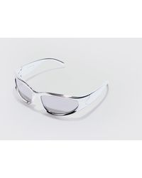 BoohooMAN - Wrap Around Sunglasses In Silver Grey - Lyst