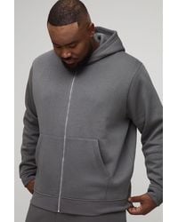 BoohooMAN - Plus Basic Oversized Zip Through Hoodie - Lyst