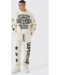 BoohooMAN - Oversized Boxy Off Season Puff Printed Hooded Tracksuit - Lyst