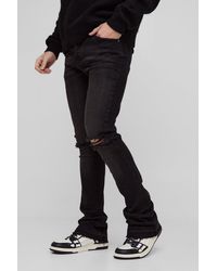 Boohoo - Vaqueros Pitillo De Campana Con Rodilla Rota Y Bajo Plegado - Lyst