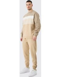 BoohooMAN - Tall Core Colour Block Sweater Tracksuit - Lyst