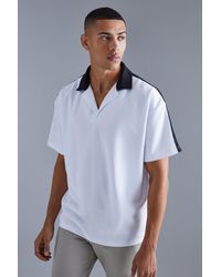 BoohooMAN - Oversized Revere Taped Polo - Lyst