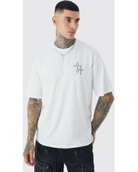 BoohooMAN - Tall Cross Embroidered T-Shirt - Lyst