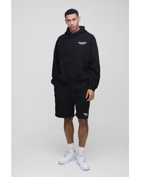 BoohooMAN - Oversized Boxy Limited Drop Crotch Hooded Short Tracksuit - Lyst