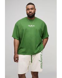 BoohooMAN - Plus Oversized Boxy Official Print T-Shirt & Relaxed Short Set - Lyst