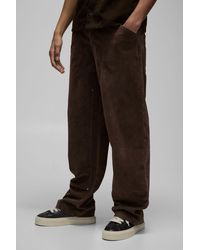 BoohooMAN - Fixed Waist Relaxed Fit Carpenter Heavyweight Suede Pants - Lyst