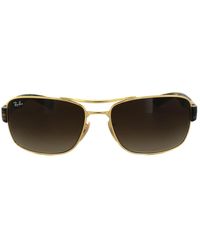 BoohooMAN - Ray-ban Rectangle Gold Brown Gradient Sunglasses - Lyst