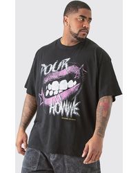 Boohoo - Plus Pour Homme Lips Graphic T-Shirt In Black - Lyst