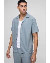 Boohoo - Camisa Regular De Tela Gofre Con Solapas Y Estampado De Panal De Abeja - Lyst