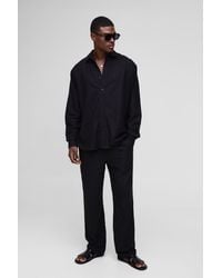 BoohooMAN - Super Oversized Linen Blend Shirt & Relaxed Trouser Set - Lyst