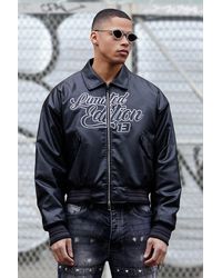 BoohooMAN - Limited Edition Boxy Pu Collared Bomber - Lyst